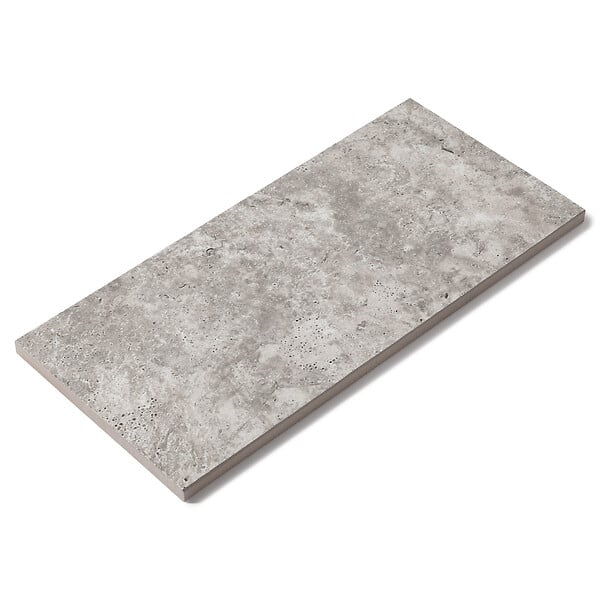 RO'MA NATURE - Margelle de piscine effet Travertin Gris 60x28x2 cm Bord Droit Pietra - large