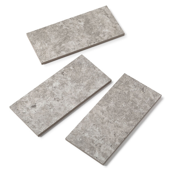 RO'MA NATURE - Margelle de piscine effet Travertin Gris 60x28x2 cm Bord Droit Pietra - large
