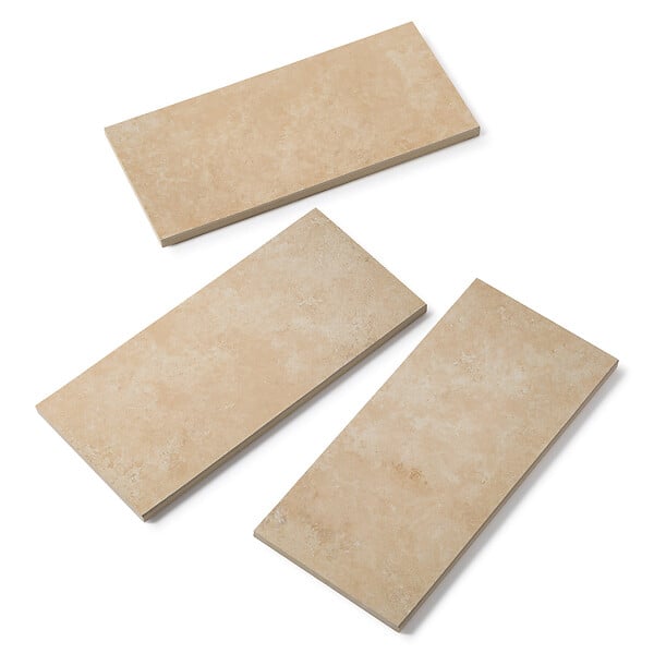 RO'MA NATURE - Margelle de piscine effet Travertin Nuancé 60x28x2 cm Bord Droit Pietra - large