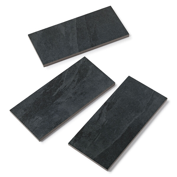 RO'MA NATURE - Margelle de piscine effet Ardoise Noire 60x28x2 cm Bord Droit Pietra - large