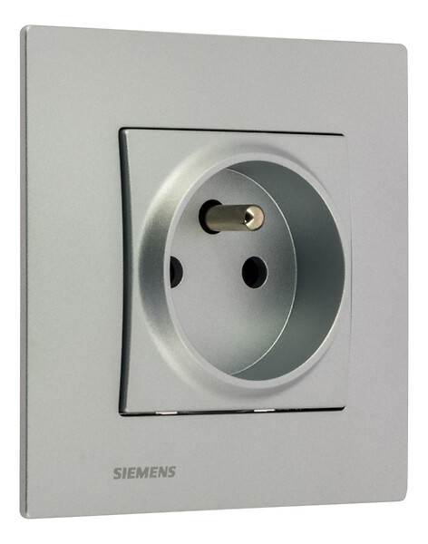 SIEMENS - SIEMENS Prise 2P+T SILVER Delta Viva + Plaque Silver - large