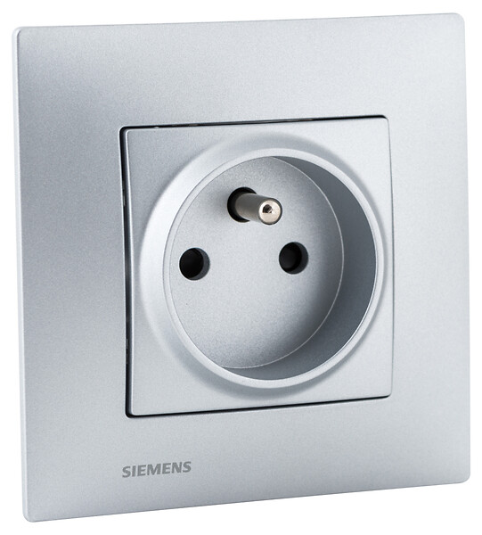 SIEMENS - SIEMENS Prise 2P+T SILVER Delta Viva + Plaque Silver - large