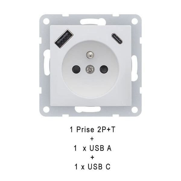 SIEMENS - SIEMENS Prise 2P+T + USB A et USB C - Chargement en simultané BLANC DELTA VIVA - large