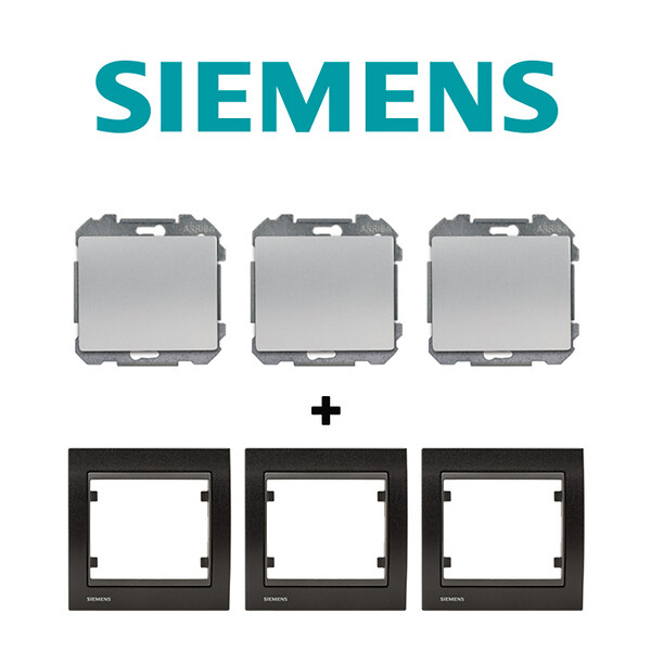 SIEMENS - SIEMENS LOT 3 Va et Vient Silver Delta Iris + Plaque Métal texturé Alu Noir - large