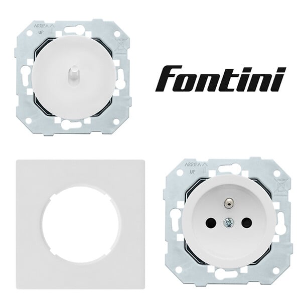 FONTINI - FONTINI Lot 4 prises + 2 va et vient + plaques blanc DOM - large