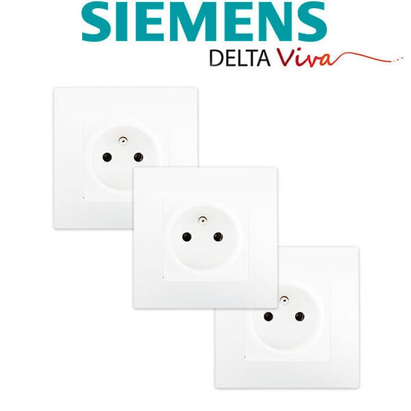 SIEMENS - SIEMENS LOT 3 Prise 2P+T Blanc Delta Viva + Plaque Blanc - large
