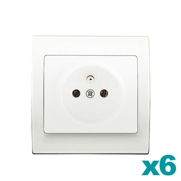 SIEMENS - SIEMENS Lot de 6 prises 2P+T + plaques Blanc Delta Iris - large