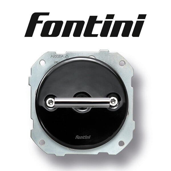 FONTINI - FONTINI Double poussoir rotatif double métal chrome porcelaine noire DO LOW - large