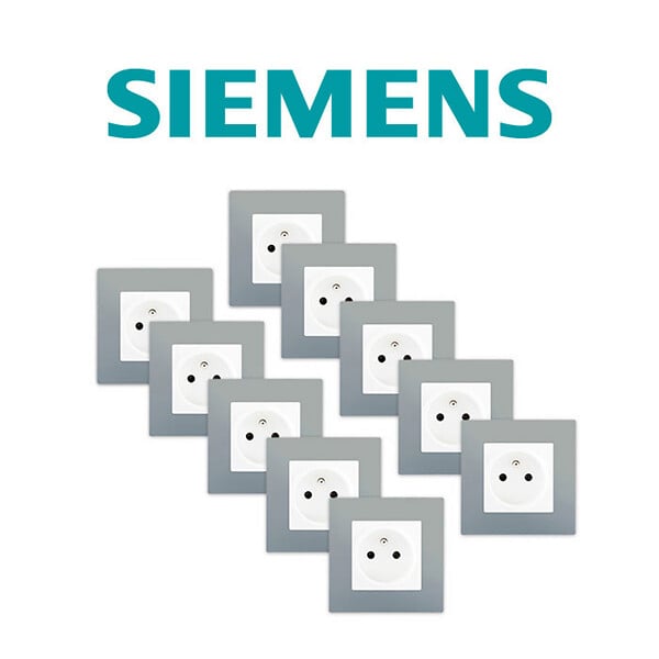 SIEMENS - LOT 10 Prise 2P+T Blanc Delta Viva + Plaque Silver - large