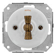 FONTINI - GARBY COLONIAL  - Double Va & Vient Porcelaine Blanche Manette Bois Hêtre Réf. 31302213 - vignette