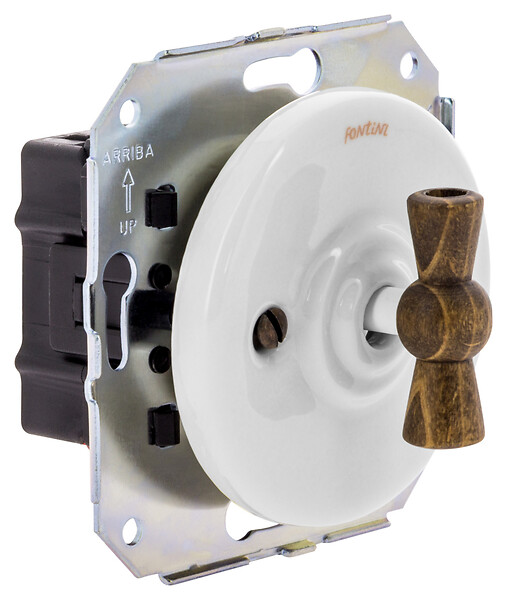 FONTINI - GARBY COLONIAL  - Double Va & Vient Porcelaine Blanche Manette Bois Hêtre Réf. 31302213 - large