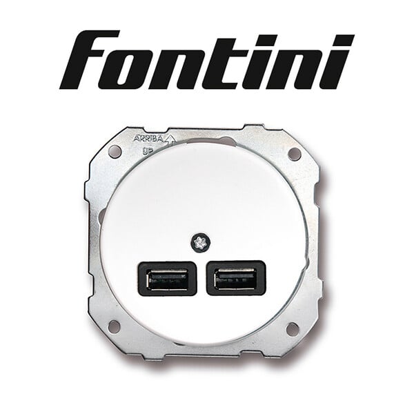 FONTINI - Chargeur USB double porcelaine blanche DO LOW - large