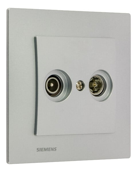 SIEMENS - SIEMENS Prise TV / FM Silver Delta Viva + Plaque Silver - large