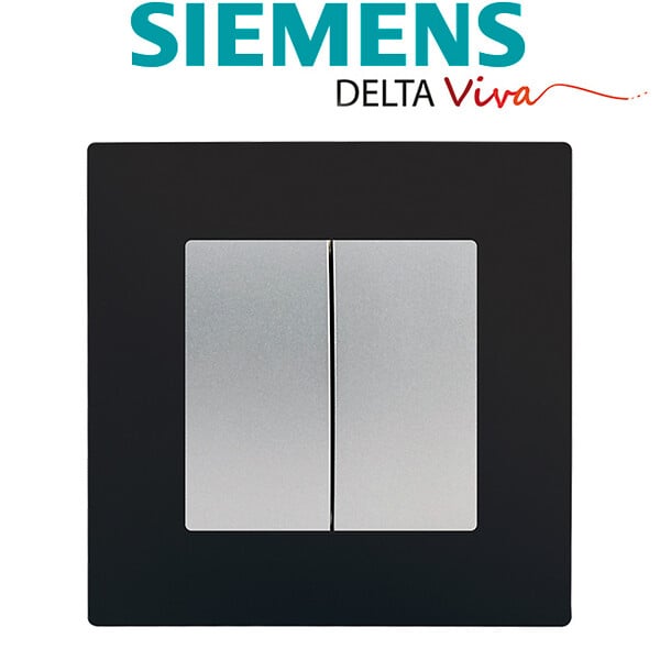 SIEMENS - Double Va et Vient Silver Delta Viva + Plaque Noir - large