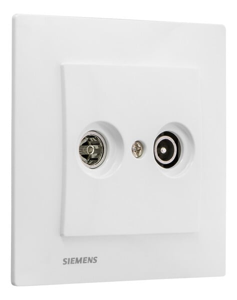 SIEMENS - SIEMENS Prise TV /FM Blanc Delta Viva + Plaque Blanc - large