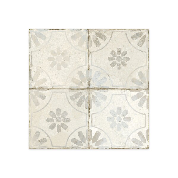 RO'MA NATURE - Carrelage Vintage effet Carreau ciment Blanc 45x45x0,95 cm Selvara - Sol et mur intérieur (vendu par carton de 1 m²) - large