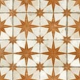 RO'MA NATURE - Carrelage Vintage effet Carreau ciment Etoile Orange et Fond Blanc 45x45x0,95 cm Sparta - Sol et mur intérieur (vendu par carton de 1 m²) - vignette
