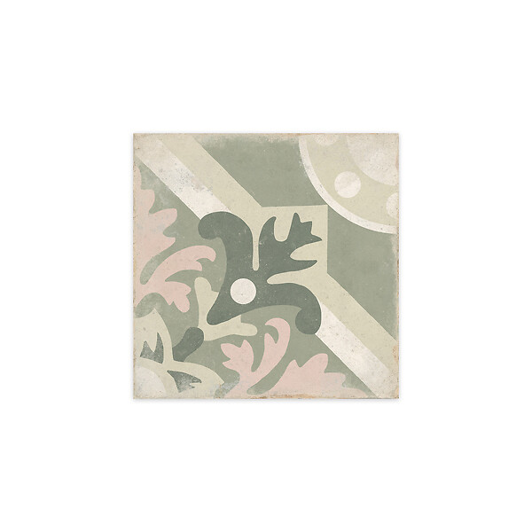 RO'MA NATURE - Carrelage Vintage effet Carreau ciment Sauge 22,3x22,3x0,9 cm Virelia - Sol et mur intérieur (vendu par carton de 0,65 m²) - large