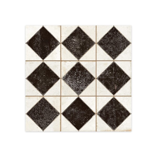 RO'MA NATURE - Carrelage Vintage Noir Damier 33x33x0,95 cm Solmira - Sol et mur intérieur (vendu par carton de 1,09 m²) - large
