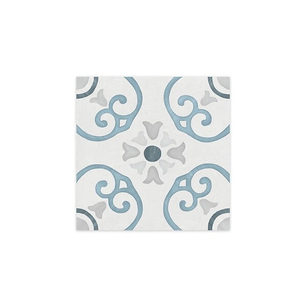 RO'MA NATURE - Carrelage effet Carreau ciment Nerelia Bleu 22,3x22,3x0,9 cm Ventoril - Sol et mur intérieur (vendu par carton de 0,65 m²) - large