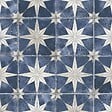RO'MA NATURE - Carrelage Vintage effet Carreau ciment Etoile Blanche et Fond Bleu 45x45x0,95 cm Sparta - Sol et mur intérieur (vendu par carton de 1 m²) - vignette