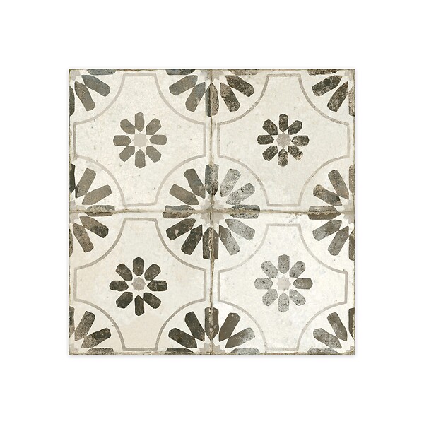 RO'MA NATURE - Carrelage Vintage effet Carreau ciment Noir 45x45x0,95 cm Selvara - Sol et mur intérieur (vendu par carton de 1 m²) - large