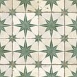 RO'MA NATURE - Carrelage Vintage effet Carreau ciment 3D Etoile Verte et Fond Blanc 45x45x0,95 cm Sparta - Sol et mur intérieur (vendu par carton de 1 m²) - vignette