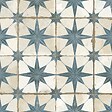 RO'MA NATURE - Carrelage Vintage effet Carreau ciment Etoile Bleue et Fond Blanc 45x45x0,95 cm Sparta - Sol et mur intérieur (vendu par carton de 1 m²) - vignette