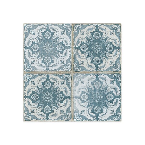 RO'MA NATURE - Carrelage Vintage effet Carreau ciment Vert Myrina 45x45x0,95 cm Azoria - Sol et mur intérieur (vendu par carton de 1 m²) - large
