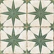 RO'MA NATURE - Carrelage Vintage effet Carreau ciment 3D Etoile Verte et Fond Blanc 22,3x22,3x0,9 cm Sparta - Sol et mur intérieur (vendu par carton de 0,65 m²) - vignette