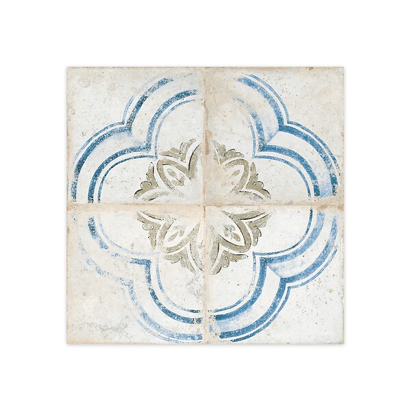 RO'MA NATURE - Carrelage Vintage effet Carreau ciment Bleu Volubilis 45x45x0,95 cm Orlena - Sol et mur intérieur (vendu par carton de 1 m²) - large