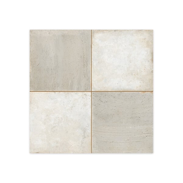 RO'MA NATURE - Carrelage Vintage effet Carreau ciment Gris Damier 45x45x0,95 cm Rosaria - Sol et mur intérieur (vendu par carton de 1 m²) - large