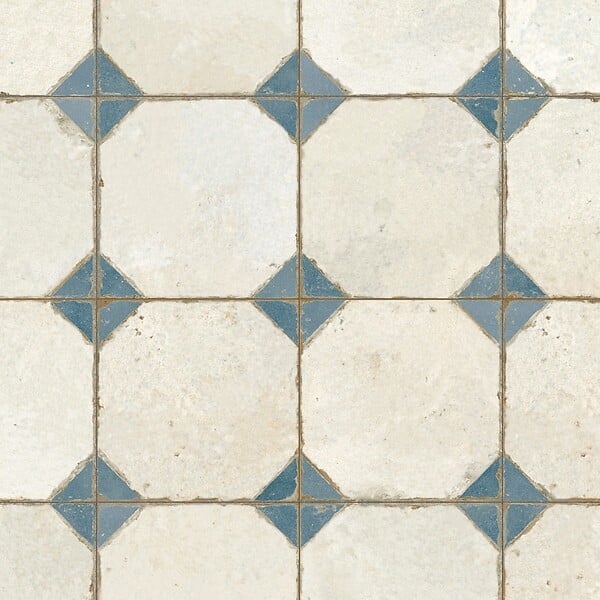 RO'MA NATURE - Carrelage Vintage Bleu Cabochon 45x45x0,95 cm Calvero - Sol et mur intérieur (vendu par carton de 1 m²) - large
