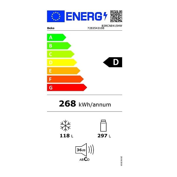 BEKO - Réfrigérateur Combiné 60cm 415l Ventilé Blanc - B3RCNE415HW - large