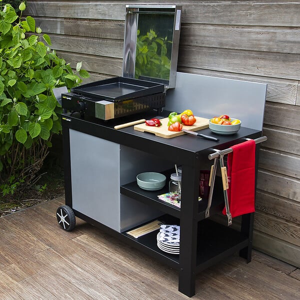 COOK'IN GARDEN - Desserte noire NOVA pour plancha - large