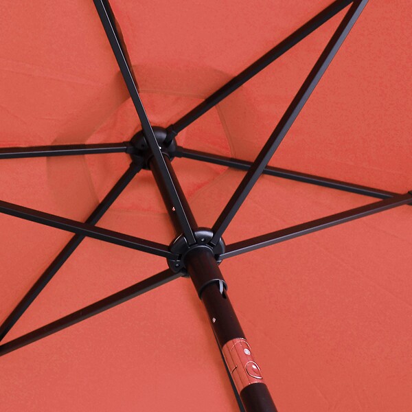 OVIALA - Parasol droit 3m inclinable à manivelle en aluminium terracotta - Matera - large