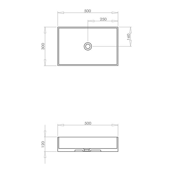 THALASSOR - SQUARE 50 - Vasque à poser en Solid Surface Blanc Mat 50 x 30 x 12(h) cm - large