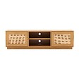 OVIALA - Meuble TV suspendu en bois 2 portes en rotin L160 cm bois clair  - Walter - vignette