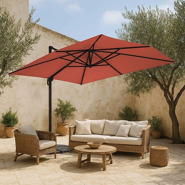 OVIALA - Toile pour parasol déporté 4x3m terracotta - Caserta - large