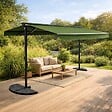 OVIALA - Store double pente avec coffre 3 x 4 m en aluminium vert cactus - Delgada - vignette