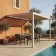 OVIALA - Pergola bioclimatique adossée 3x4m et 3 stores bois crème - Oia - vignette
