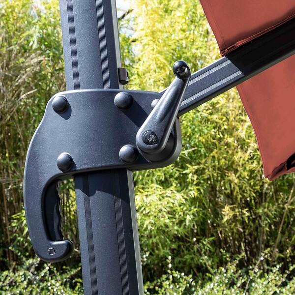 OVIALA - Parasol déporté inclinable et rotatif 2x3m en aluminium terracotta - Amalya - large