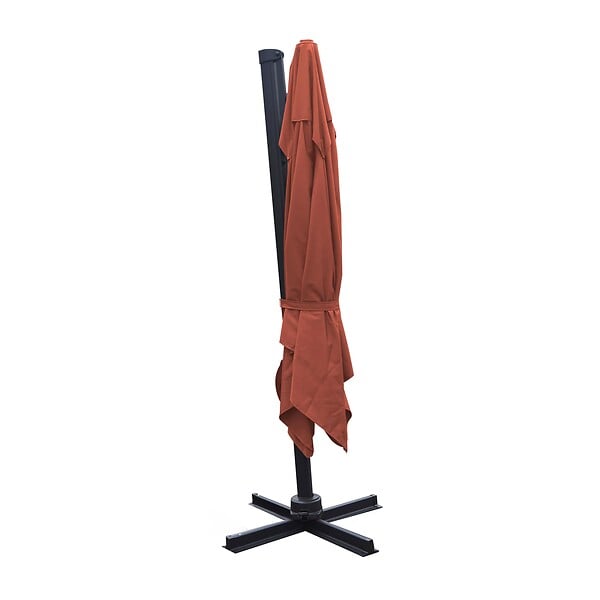 OVIALA - Parasol déporté rotatif 3x3m et 4 dalles à remplir alu terracotta - Malaga - large