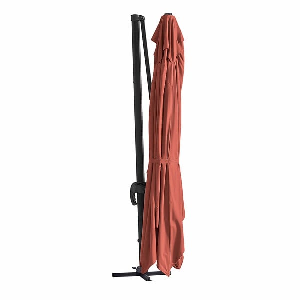 OVIALA - Parasol déporté 3x4m inclinable rotatif + 4 dalles lestées terracotta  - Caserta - large