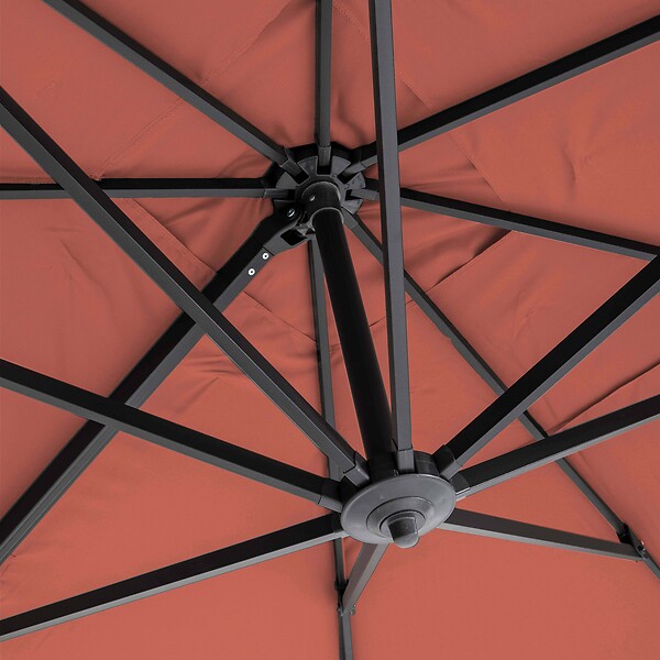 OVIALA - Parasol déporté 3x4m inclinable rotatif + 4 dalles lestées terracotta  - Caserta - large