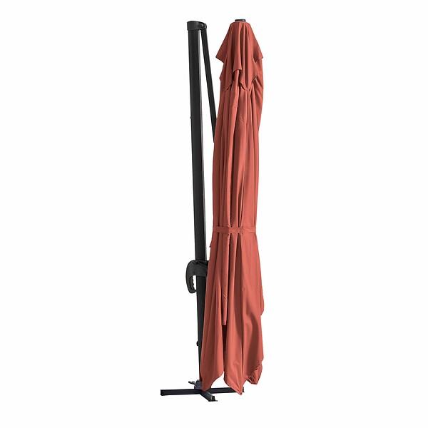 OVIALA - Parasol déporté 4x3 m inclinable + à lester sur roues terracotta - Caserta - large
