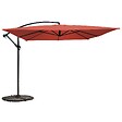 OVIALA - Parasol déporté 3 x 3 m carré et 4 dalles lestées terracotta - Genova - vignette