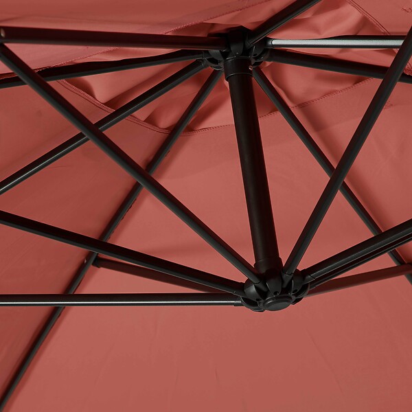 OVIALA - Parasol déporté 3 x 3 m carré et 4 dalles lestées terracotta - Genova - large