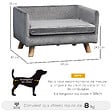 PAWHUT - Canapé chien lit pour chien design scandinave coussin moelleux pieds bois massif dim. 64 x 45 x 36 cm velours gris - vignette