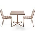 OVIALA - Ensemble table 70 cm et 2 chaises de jardin en métal taupe - Palavas - vignette